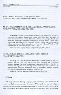 Migracja schematów baz danych z zastosowaniem warstwy transportowej XML