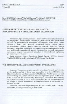 System przetwarzania i analizy danych procesowych z wykorzystaniem baz danych