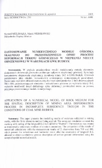Zastosowanie numerycznego modelu ośrodka skalnego do przestrzennego opisu procesu deformacji terenu górniczego w niepełnej niecce obniżeniowej w warunkach KWK Budryk