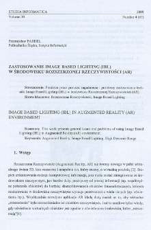 Zastosowanie Image Based Lighting (IBL) w środowisku Rozszerzonej Rzeczywistości (AR)