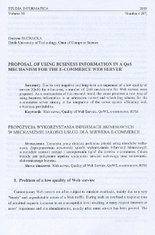 Proposal of using business information in a QoS machanism for the e-commerce Wed server