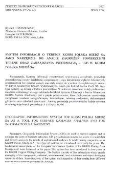 System informacji o terenie KGHM polska miedź są jako narzędzie do analiz zagrożeń powierzchni terenu oraz zarządzania informacją - GIS w KGHM polska miedź SA