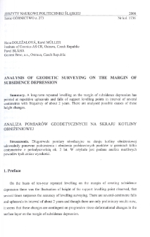 Analysis of geodetic surveying on the margin of subsidence depression