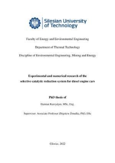 Experimental and numerical research of the selective catalytic reduction system for diesel engine cars