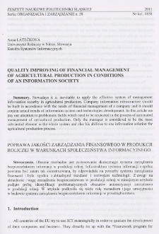 Quality improving of financial management of agricultural production in conditions of an information society