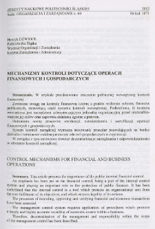 Mechanizmy kontroli dotyczące operacji finansowych i gospodarczych