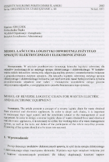 Model łańcucha logistyki odwrotnej zużytego sprzętu elektrycznego i elektronicznego