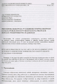 Procedura badawcza w zakresie stopnia rozwoju e-usług publicznych w miastach na prawach powiatu województwa śląskiego