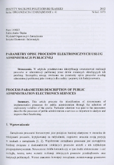 Parametry opisu procesów elektronicznych usług administracji publicznej
