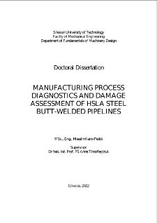 Manufacturing process diagnostics and damage assessment of HSLA steel butt-welded pipelines