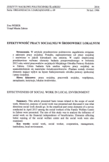 Efektywność pracy socjalnej w środowisku lokalnym