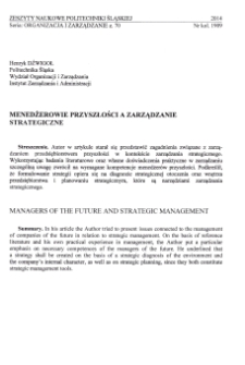 Menedżerowie przyszłości a zarządzanie strategiczne