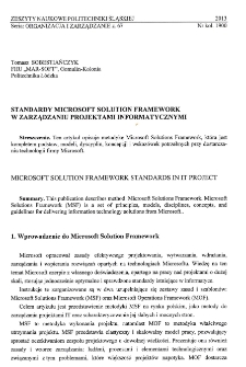 Standardy Microsoft Solution Frameworkw zarządzaniu projektami informatycznymi