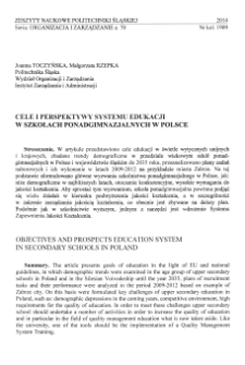 Cele i perspektywy systemu edukacji w szkołach ponadgimnazjalnych w Polsce