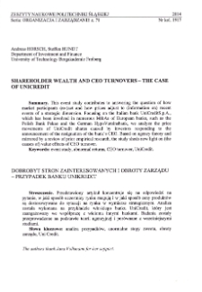 Shareholder wealth and CEO turnovers – the case of UniCredit