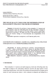 The use of quality tools for the determination of management strategy for micro-enterprise
