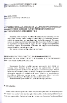 Entrepreneurial leadership as a cognitive construct for effective support in the implementation of decision-making opportunities