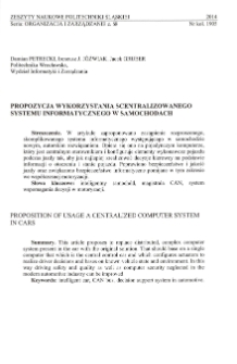 Propozycja wykorzystania scentralizowanego systemu informatycznego w samochodach