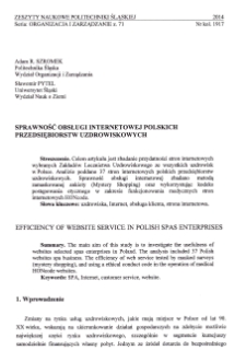 Sprawność obsługi internetowej polskich przedsiębiorstw uzdrowiskowych