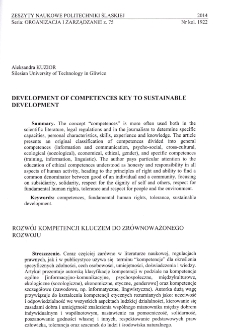 Development of competences key to sustainable development