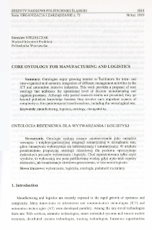 Core ontology for manufacturing and logistics