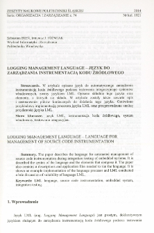 Logging management language – język do zarządzania instrumentacją kodu źródłowego
