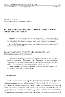 Relationships between selected lean management tools and innovations