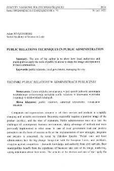 Public relations techniques in public administration