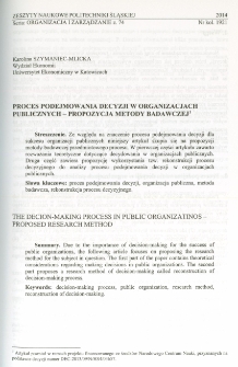 Proces podejmowania decyzji w organizacjach publicznych – propozycja metody badawczej