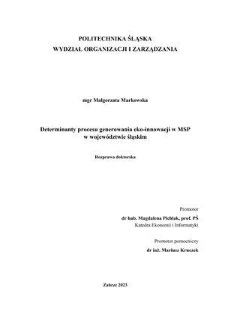 Determinanty procesu generowania eko-innowacji w MSP w województwie śląskim