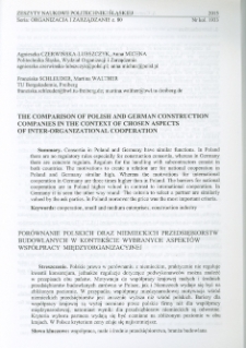 The comparison of Polish and German construction companies in the context of chosen aspects of inter-organizational cooperation