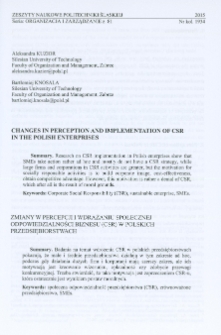 Changes in perception andimplementation of CSR in the Polish enterprises