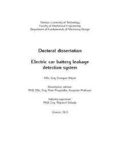 Recenzja rozprawy doktorskiej mgra inż. Grzegorza Wójcika pt. Electric car battery leakage detection system