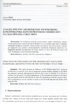 Analiza wpływu architektury wewnętrznej koncentratora danyc protokołu Modbus RTU na czas trwania cyklu sieci