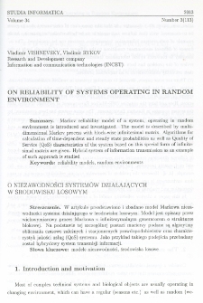 On reliability of systems operating in random environment
