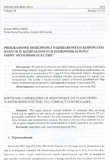 Programowe możliwości nadmiarowego kodowania danych w kompaktowych sterownikachPLC firmy Mitsubishi Electric