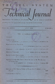 The Bell System Technical Journal : devoted to the Scientific and Engineering aspects of Electrical Communication, No. 4