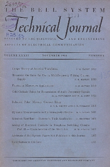 The Bell System Technical Journal : devoted to the Scientific and Engineering aspects of Electrical Communication, No. 6