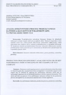 Analiza efektywności procesu produkcyjnego za pomocą kluczowych wskaźników (KPI) na przykładzie firmy XYZ