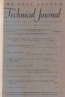 The Bell System Technical Journal : devoted to the Scientific and Engineering aspects of Electrical Communication, Vol. 31, No 1