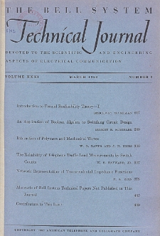 The Bell System Technical Journal : devoted to the Scientific and Engineering aspects of Electrical Communication, Vol. 31, No 2