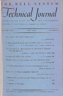 The Bell System Technical Journal : devoted to the Scientific and Engineering aspects of Electrical Communication, Vol. 31, No 3