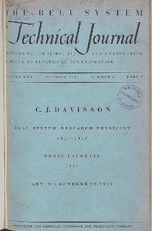 The Bell System Technical Journal : devoted to the Scientific and Engineering aspects of Electrical Communication, Vol. 30, No 4, cz. 1