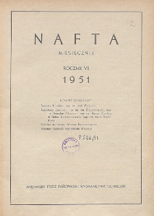 Spis rzeczy drukowanych w czasopiśmie "Nafta" w roku 1951