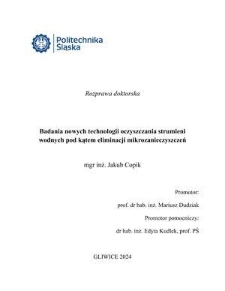 Badania nowych technologii oczyszczania strumieni wodnych pod kątem eliminacji mikrozanieczyszczeń