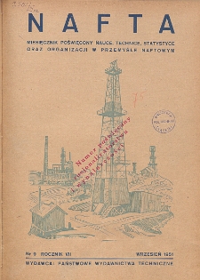 Nafta : miesięcznik poświęcony nauce, technice, statystyce oraz organizacji w polskim przemyśle naftowym, R. 7, Nr 9