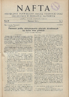 Nafta : miesięcznik poświęcony nauce, technice, statystyce oraz organizacji w polskim przemyśle naftowym, R. 9, Nr 4