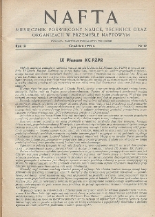 Nafta : miesięcznik poświęcony nauce, technice, statystyce oraz organizacji w polskim przemyśle naftowym, R. 9, Nr 12