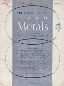 The Journal of the Institute of Metals and Metallurgical Abstracts, November 1951