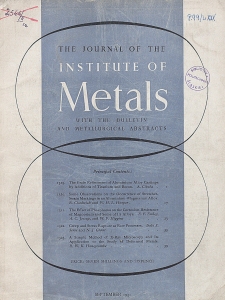 The Journal of the Institute of Metals and Metallurgical Abstracts, September 1951